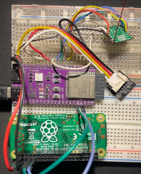 The circuit on a breadboard